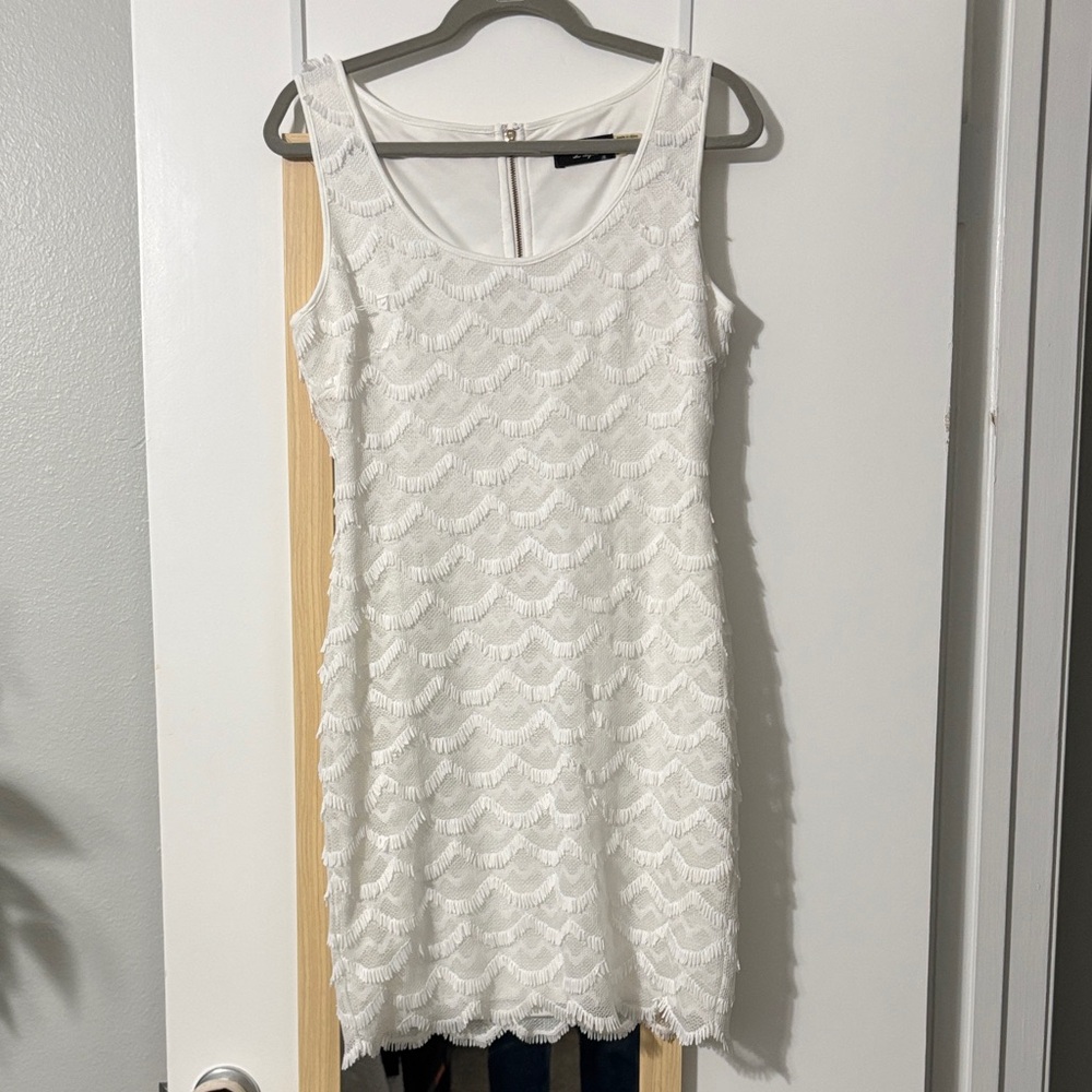 Guess White Textured Mini Dress